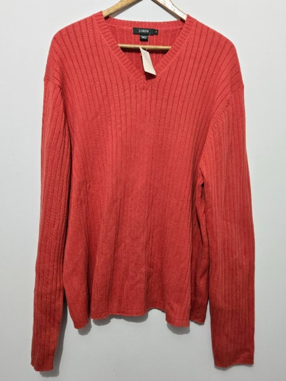 NWT J Crew Mens Y2K Vtg Rib Knit V-Neck Sweater Sz XL Cotton Pullover 90s Preppy